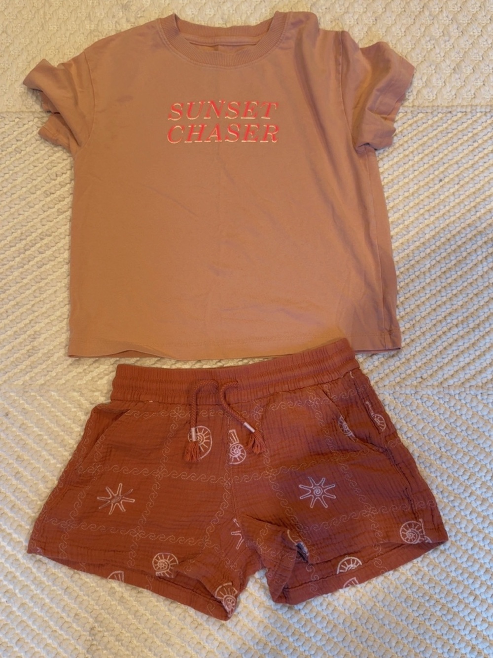 Sunset Chaser Tee and Matching Rust Shorts Set